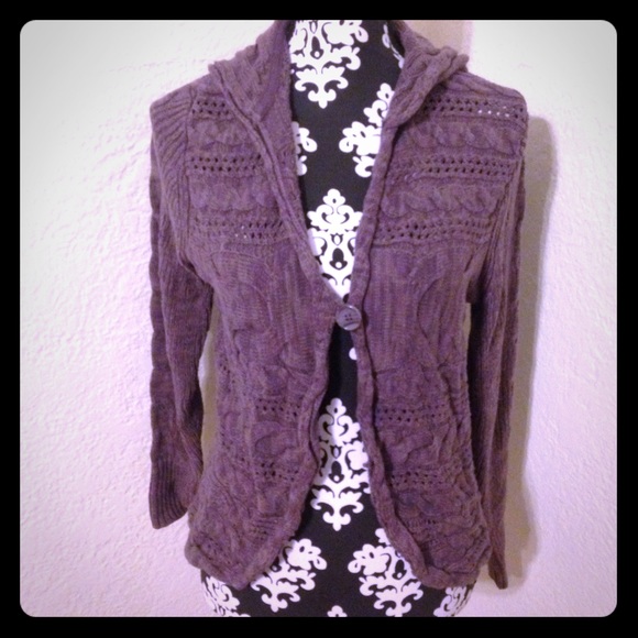 Sonoma Sweaters - Sonoma purple hooded fuzzy cardigan